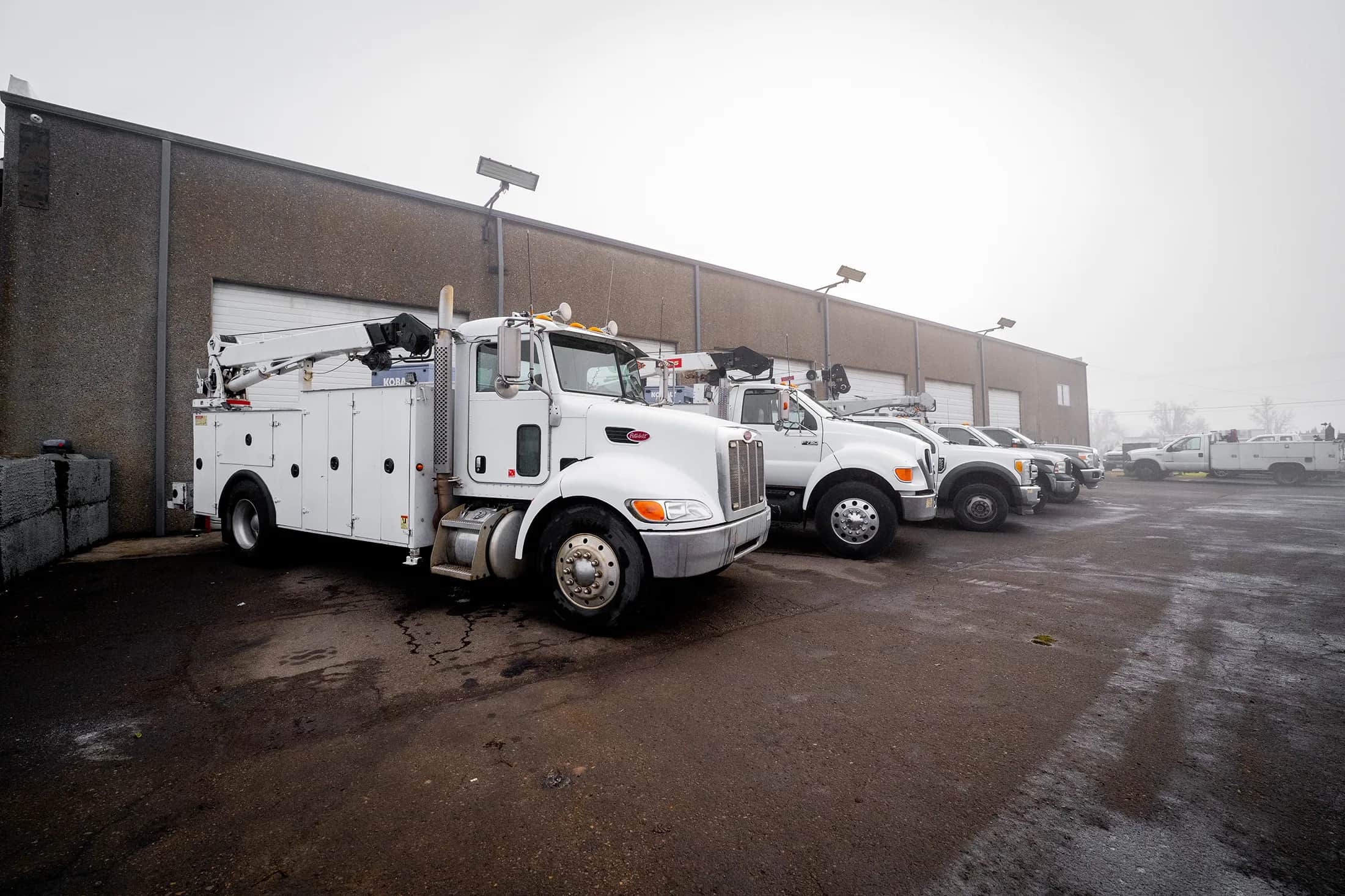 Service truck and trailer at a repair call